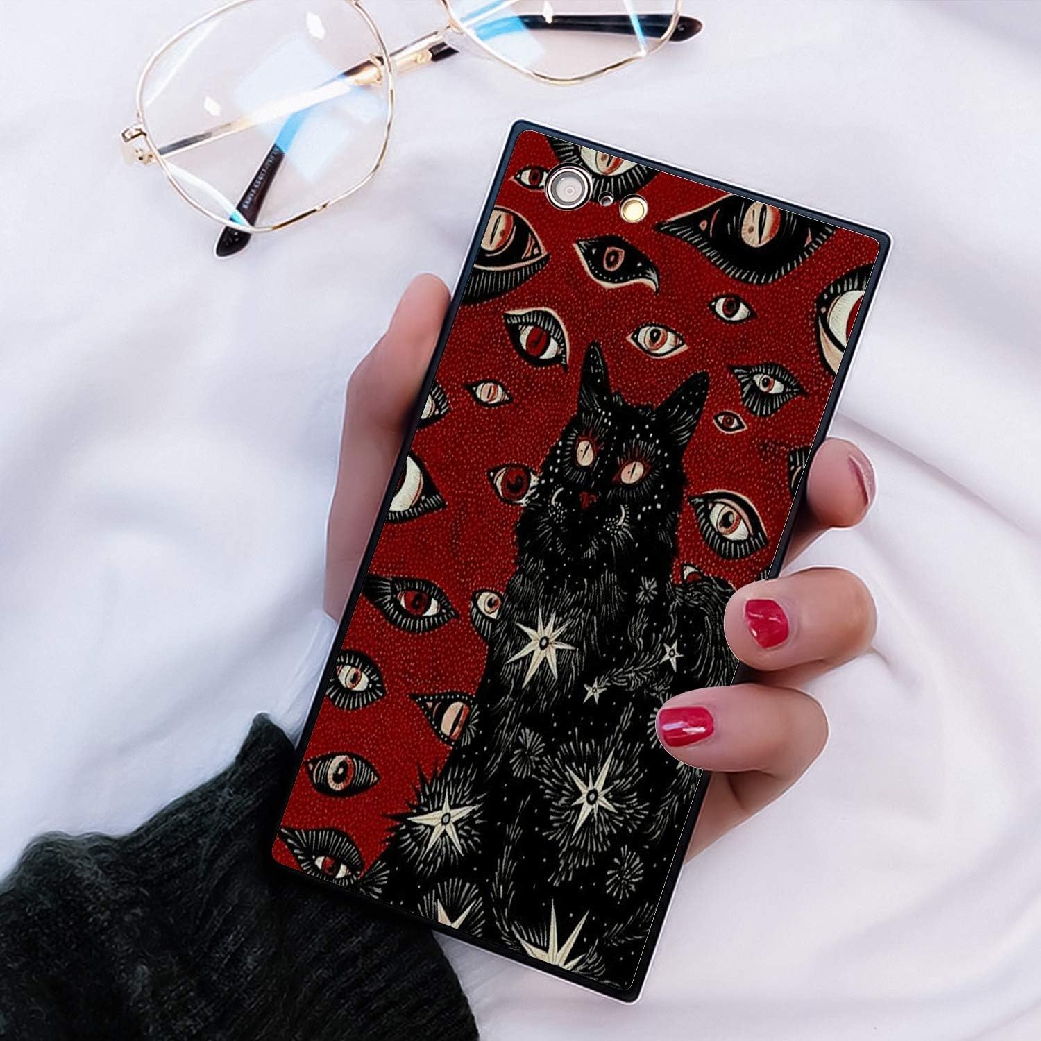 BINGHU Witchy Cat iPhone 6 Case iPhone 6S Case Shock-Absorbing Cover Compatible with iPhone 6 Case iPhone 6S Witchy Cat Pattern