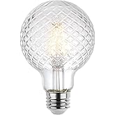 Westinghouse 5268000 5.5 Watt (40 Watt Equivalent) Cut Glass G25 Dimmable Clear Filament LED Light Bulb, Medium Base