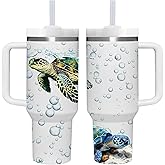 AMZUShome 40 OZ Sea Turtle Tumbler with Handle.Sea Turtle Lover Gifts.Unique Birthday Christmas Gifts for Sea Turtle Lover.Personalized 40 OZ SeaTurtle Tumbler Gifts for Women Men.