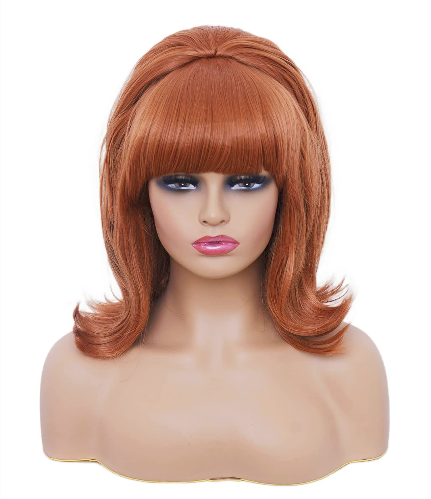Photo 1 of Rugelyss Short Fox Red Wig with Bang Retro Bouffant Beehive Wigs fits 80s Costume or Halloween Party