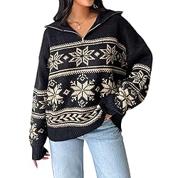 Women Y2K Argyle Striped Pullover Sweater Casual
