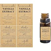 48 Pack Kraf Vanilla Extract Stickers 1.5&times;2 inch Instruction Labels | Square Vanilla Instruction Labels Madagascar Vanilla Beans and Vodka Extract Stickers for Handcrafted Vanilla Bottles