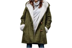 DodutopZG Winter Coats for Women Warm Plus Size Fleece Lined Jackets Button Down Sherpa Fur Hooded Parka Peacoat Outerwear