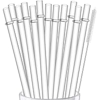 ALINK 12-Pack Reusable Plastic Clear Straws, 13 inch Extra Long Tumbler Straws for Stanley Cups, 1 Gallon, 64 oz 40 oz 32 oz 