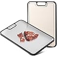 Titanium Cutting Board Double-Sided, 15” Metal Cutting Board for kitchen, GR1 Titanium/Wheat straw PP Large Cutting Board for meat, Dishwasher Safe, non toxic Chopping Board