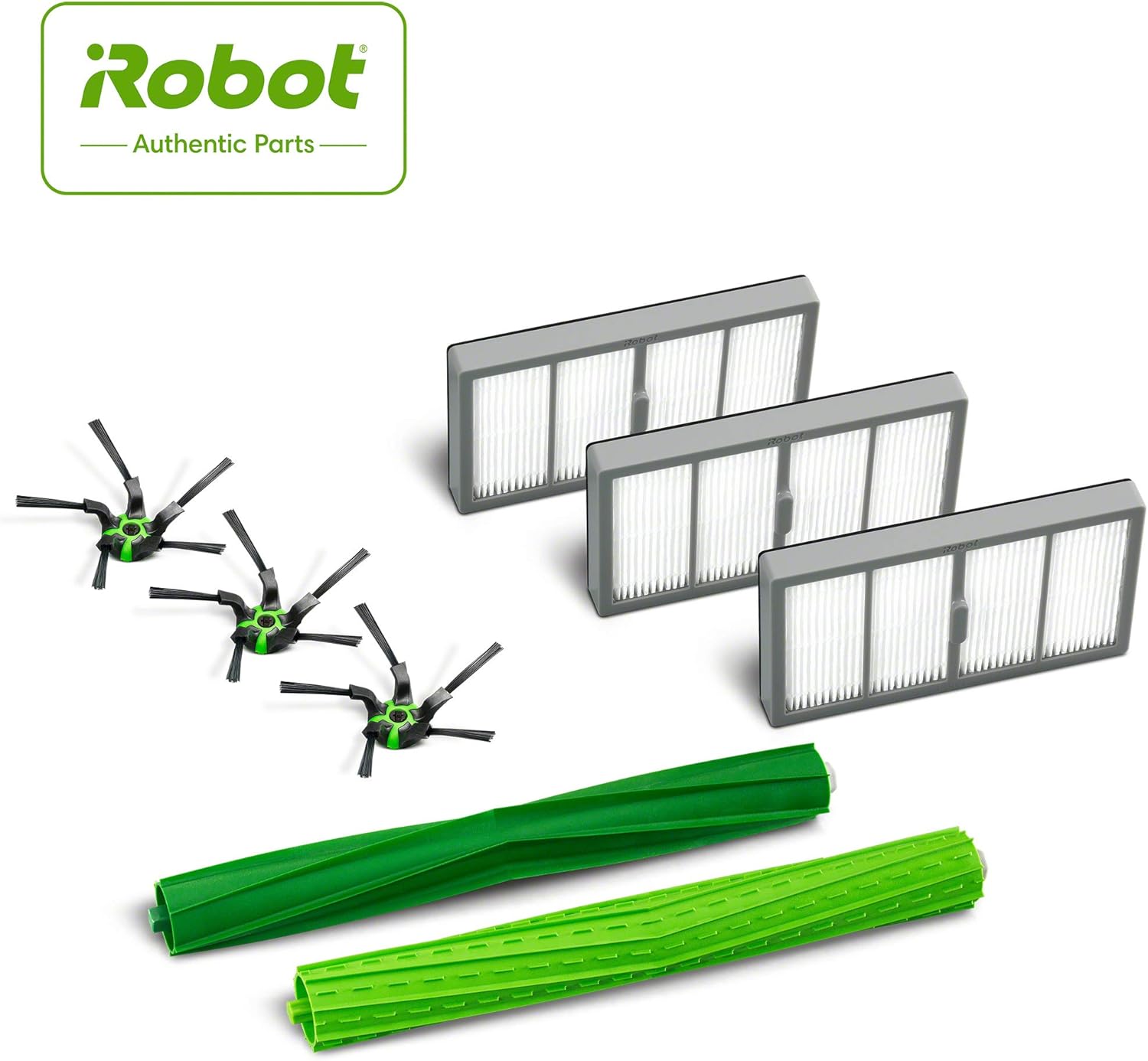 iRobot Authentic Replacement Parts- Roomba s Series Replenishment Kit, (3 filters, 3 Corner Brushes, 1 Set of Multi-Surface Rubber Brushes), Green - 4646124 -