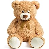 HollyHOME Big Teddy Bear Large Teddy Bear Stuffed Animal Birthday Valentines Day Plush for Kids and Girlfriend 36 inch Tan
