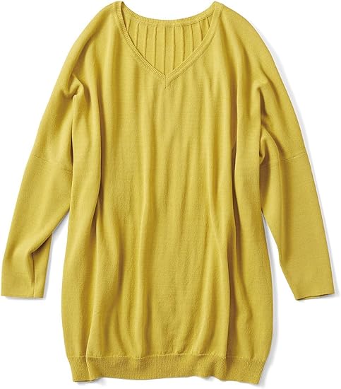 Amazon リブ イン コンフォート Tシャツ感覚で着られてきれい見えする さらシャリニットトップス ミモザイエロー S セーター 通販