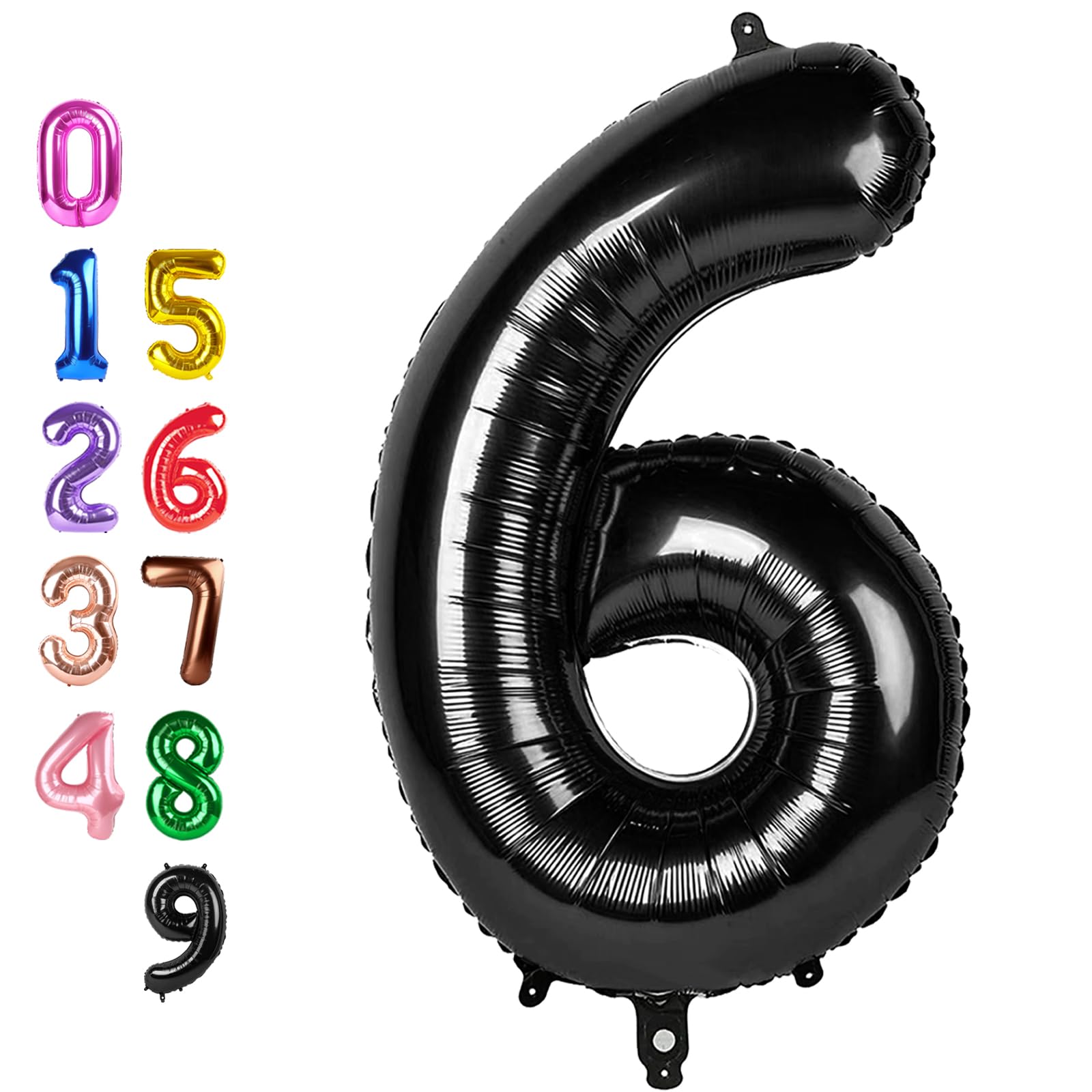 Black Number 6 Balloon Balloons, Happy Birthday Decoration for 6th, 40 Inch Six Number Balloons for 6, 16, 26, 60, 2026 Wedding Anniversaries Singles Party, 2026 New Years Eve Party