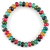 CRYSTALIS Mix Tourmaline Bracelet for Boosting Mindfulness-Good Fortune and Negativity Remover - 8mm Beaded Bracelet for Women Men - Elastic Adjustable Size