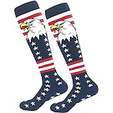 BUENWAZ Baseball & Softball Socks, Knee-High American Flag Athletic Socks, Cushioned