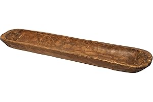 MAINEVENT Decorative Wooden Dough Bowl Decor Approx 30 Inch, Hand Carved Rustic Wood Long Dough Bowl, Large Carved Dough Bowl, Long Wooden Bowl, Bread Shaped Bowl Wooden Large Dough Bowl Centerpiece Made in USA