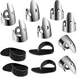 12 Pieces Steel Finger Picks Set, Including Stainless Steel Finger Picks and Thumb Picks, Metal Finger Picks Adjustable Bass 