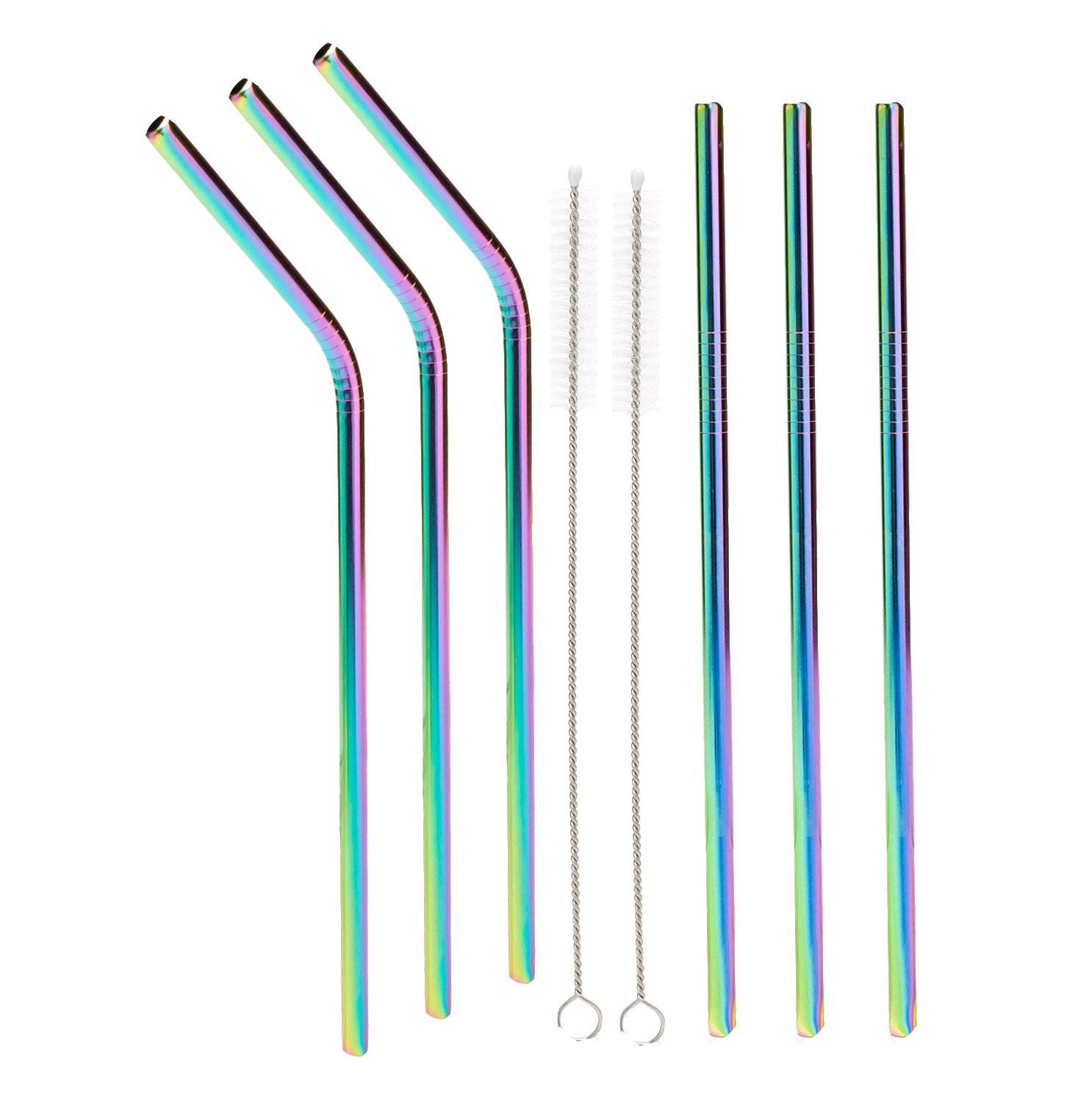 Accmor Reusable Rainbow Drinking Straws, 18/8 Stainless