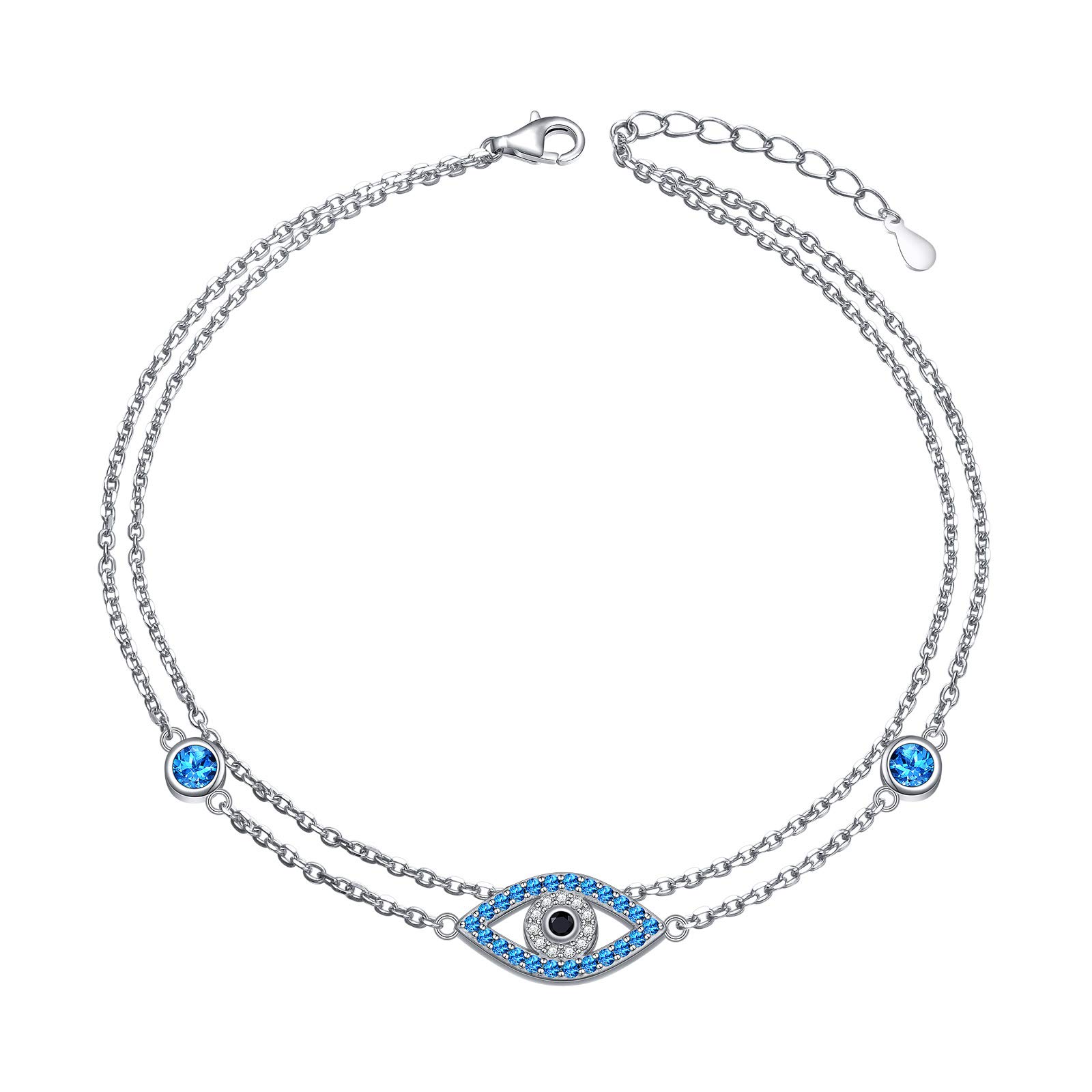 JZMSJF Anklets for Women S925 Sterling Silver Adjustable Beach Foot Ankle Bracelet Jewelry Gifts, 9", Metal, Cubic Zirconia