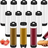 Sabary 12 Pcs Inverted Condiment Squeeze Bottles for Sauces, 16 oz | Plastic Squeeze Bottle, No Leak, Large Valve, Refillable Dispenser, Self Sealing Dispenser for Restaurants Kitchen Catering