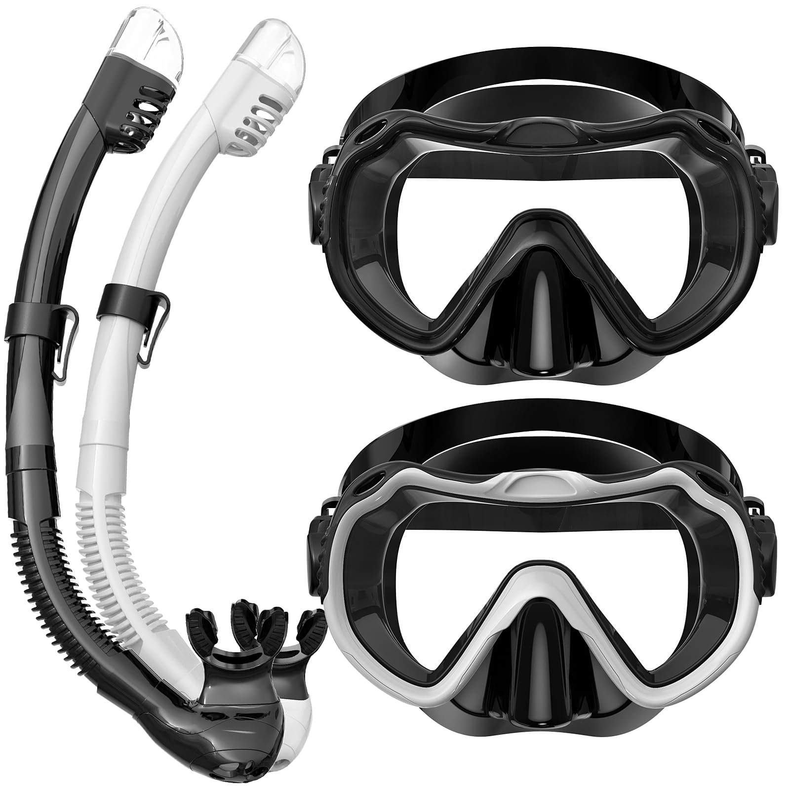 Photo 1 of Vmkfuler Snorkeling Gear for Adults, Snorkel Mask Set 180° Panoramic View Snorkel Gear, 100% Food-Grade Silicone Anti-Fog Anti-Leak Dry Top Diving Mask for Snorkeling Swimming Scuba Diving