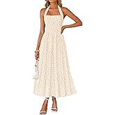 ZESICA Women's Summer Sleeveless Floral Maxi Dresses 2026 Halter Neck Wedding Guest Cocktail Party Flowy A Line Long Dress