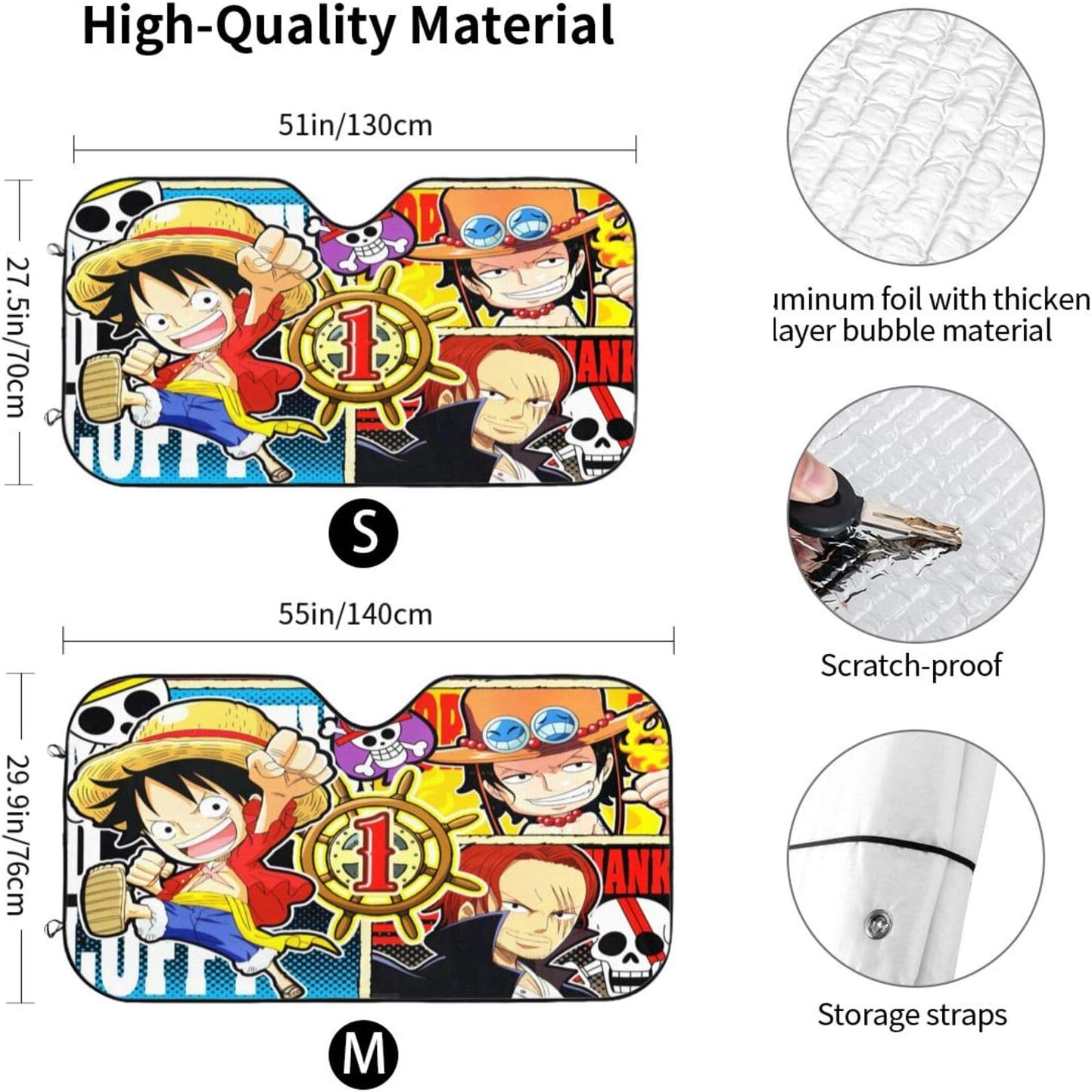 Amazon Co Jp 海賊王ルフィゾロ人気アニメキャラクターのサンバイザー折りたたみ式高密度フロントガラスのサンバイザー紫外線カット日光カット簡単に取り外して丈夫で耐久性があります ホーム キッチン