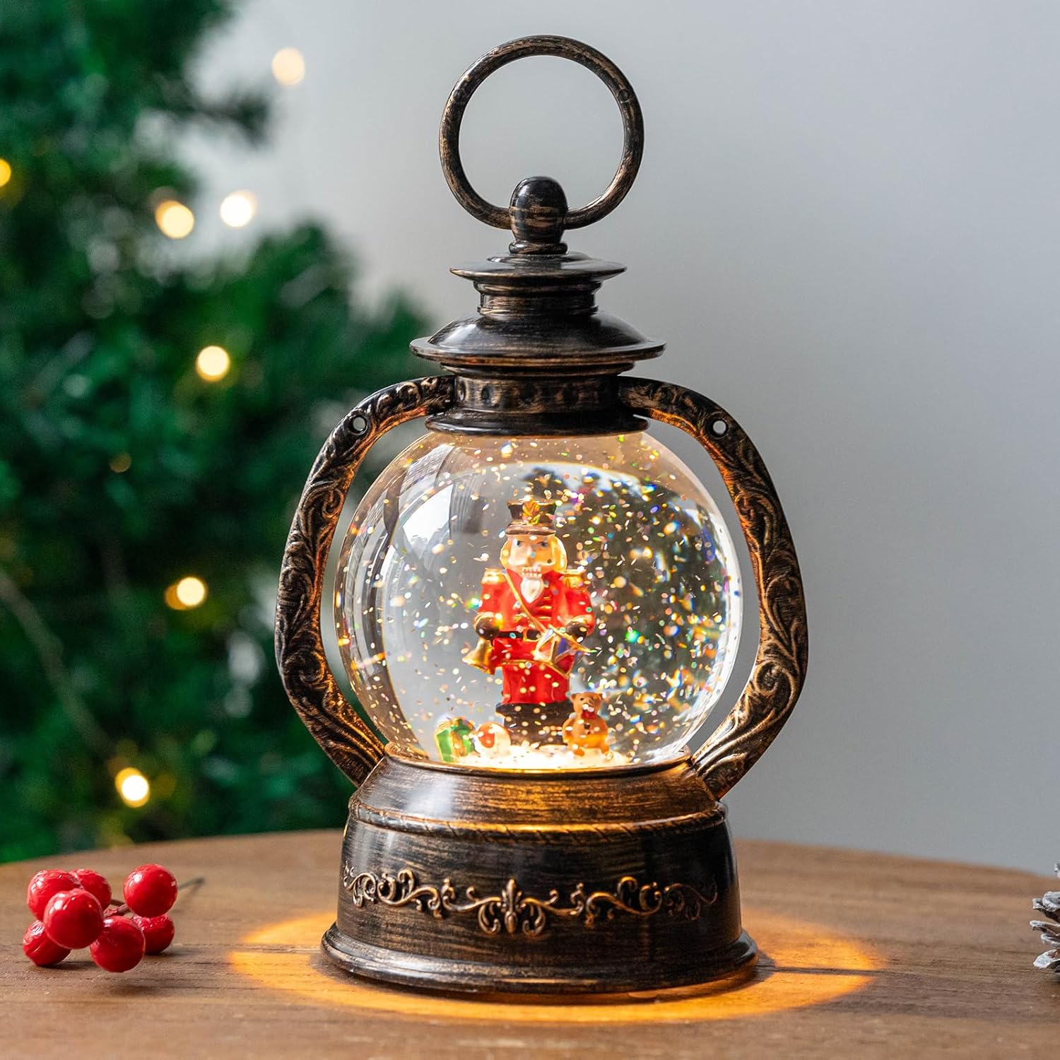 Snow Globes - Musical Snow Globe Lantern Christmas Snow Spinning Water Glittering Home Decoration and Gift (Nutcracker)