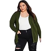 Avenue Women's Plus Size Boyfriend Rib Knit Open Front Cardigan