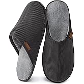 VeraCosy Men's Corduroy Scuff Slippers Soft Comfy Memory Foam Non-slip Indoor House Shoes