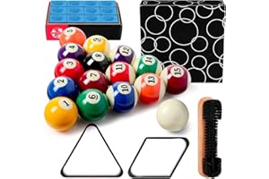 PullCrease 31 Pcs Pool Table Balls Billiard Accessory Kit with 16 Table Balls 1 Triangle Billiard Rack 1 Diamond Holder 12 Rack Cue Chalks 1 Brush for Friend Travel Office Desk Games Bartop