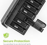 AUVON XL Weekly Pill Box Organiser 7 Day 2 Times a Day Black Privacy Case view 4