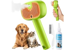 CUPOFPET 4-in-1 Cat Steam Brush, 2025 Upgraded Pet Steam Brush for Indoor Cats Dogs Spray Hair Removal Comb, 2 Spray Self-Cleaning Dog Brushes for Shedding,Massage,Cleaning Grooming (Green)