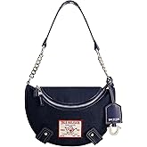 True Religion Women's Shoulder Bag Purse, Small Hobo Handbag with Chain Handle, Denim