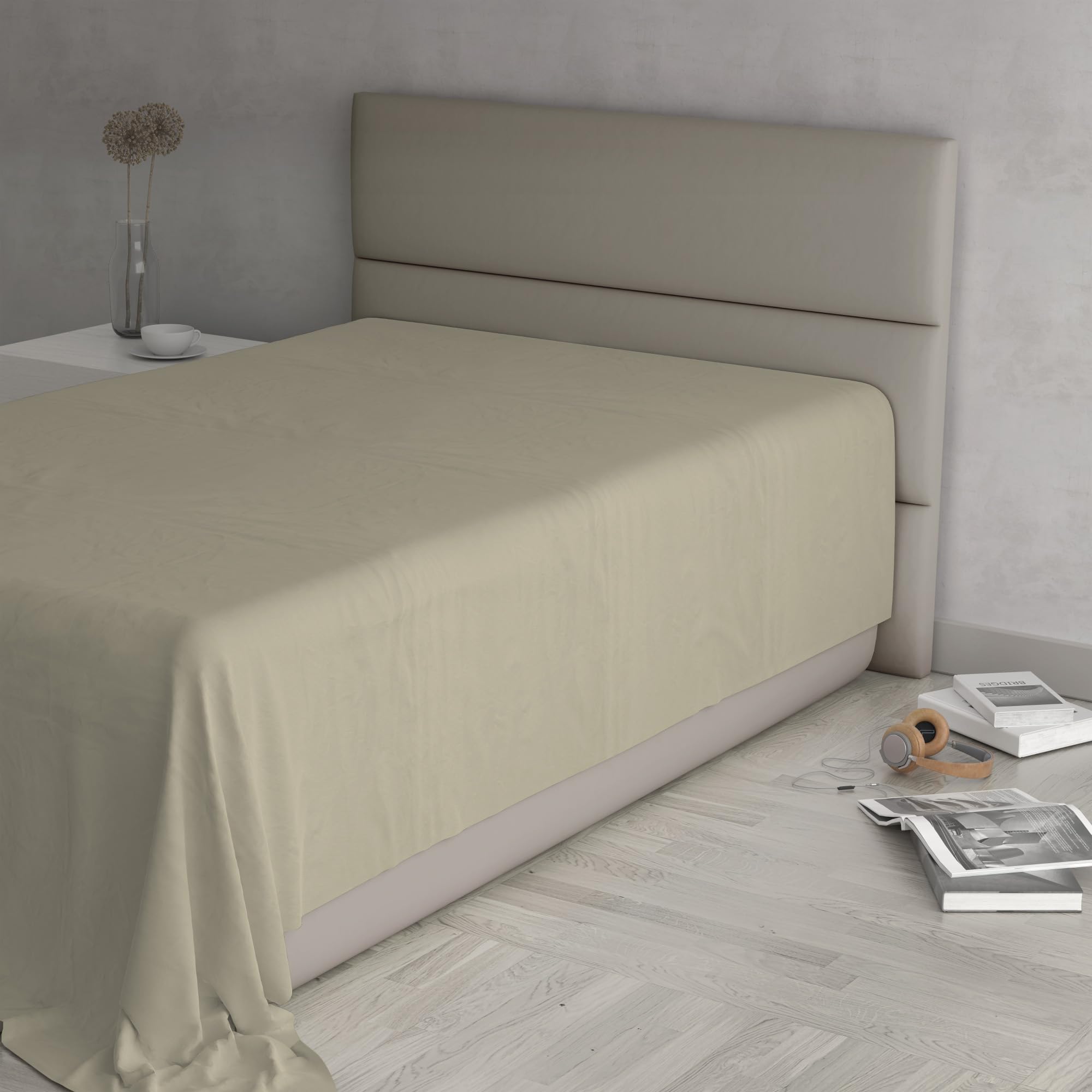 MAX COLOR Top Sheet, 100% Cotton, Plain, Taupe, Single 150 x 300 cm