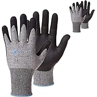 Cut Resistant Work Gloves MicroFoam Nitrile Coated-2 Pairs,KAYGO KG21NB, High Cut Level 5,Superior GRIP Performance…