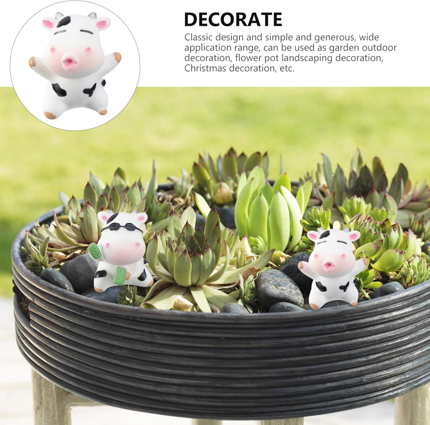 YARNOW 6pcs Miniature Cow Figurines Feng Shui Desk Decor 2021 Chinese Zodiac Ox Cow New Year Car Dashboard Decoration Wealth Lucky Figurine Chinese New Year Gift（Random Style): Kitchen & Dining