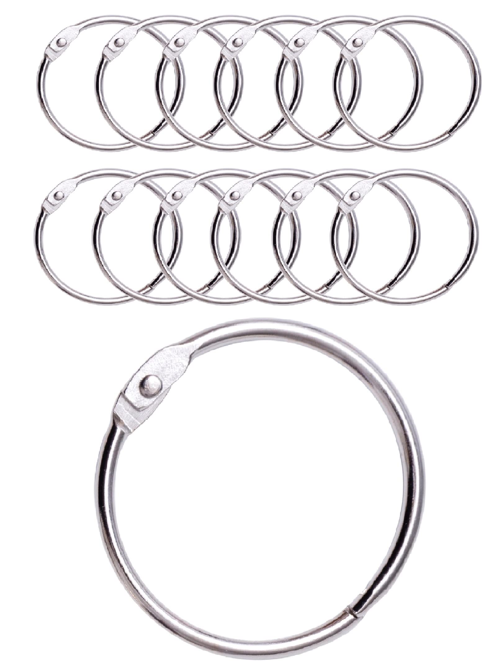 IPEA Metal Shower Curtain Rings - Pack of 12 - Made in Italy - 50mm Circular Ring for Curtains Bathroom Home Folder Pattern - Metallic Colour