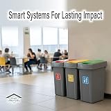 FINE STAR 50L Plastic Kitchen Recycling Bin With Lid Blue Office Waste Dustbin view 8