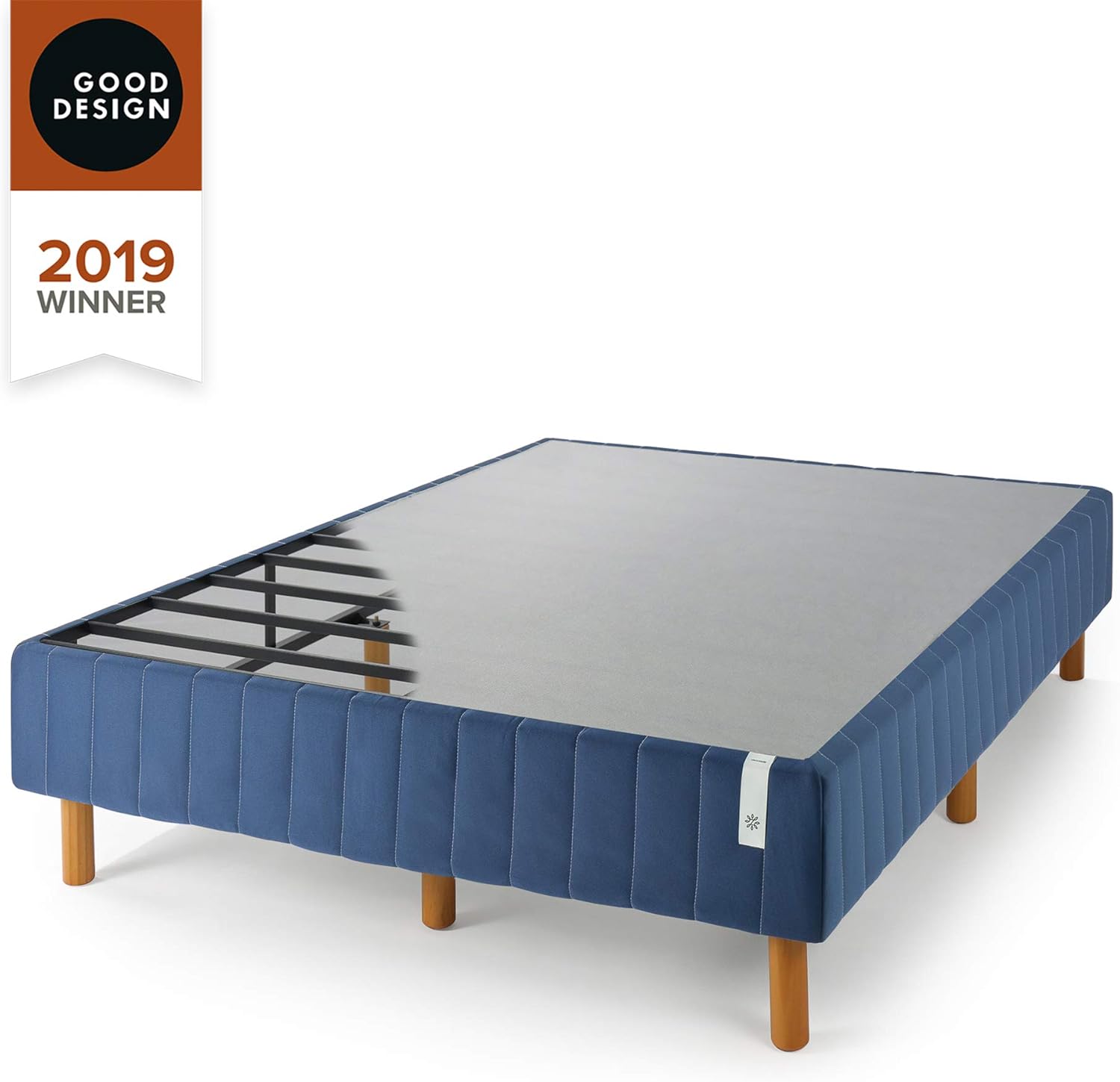 Zinus Justina Quick Snap Standing Mattress Foundation | Platform Bed, No Box Spring Needed | Navy, Queen: Furniture & Decor