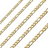 Estendly Gold Plated Figaro Chain Necklace Stainless Steel Figaro Link Chain for Men Women
