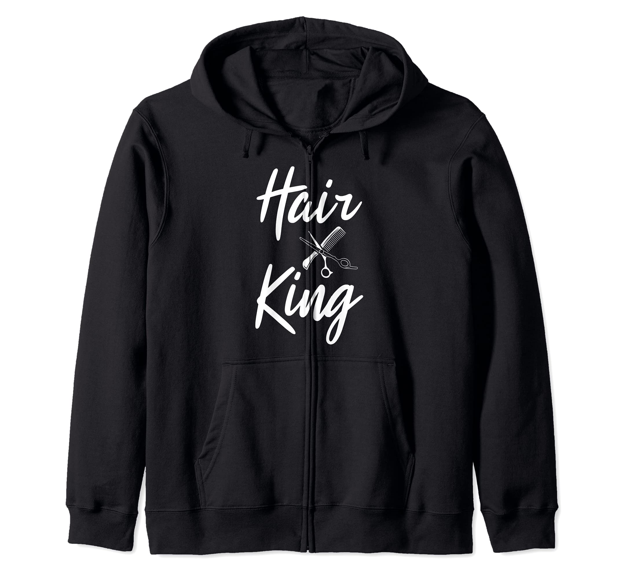 Barber Hair King Haircutter Gift Idea Barber Shop Owner Zip Hoodie
