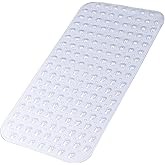 Bathtub and Shower Mats, 28 x 15 Inch Non-Slip Bath Mat, Machine Washable Bath Tub Mat with Suction Cups & Drain Holes for Bathroom, Beige