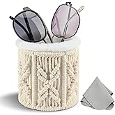 RayLove Glasses Holder for Nightstand, Boho Decor Eyeglass Case, Plush Lined Glasses Holder Stand for Office Desk Organizer