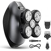 Electric Razor for Men, Head &amp; Body Hair Shaver for Men, Cordless Rechargeable Wet/Dry Bald Head &amp; Groin Waterproof Razor with Rotary Blades,Clippers, Beard Trimmer,Nose Trimmer, Brush (Gray)