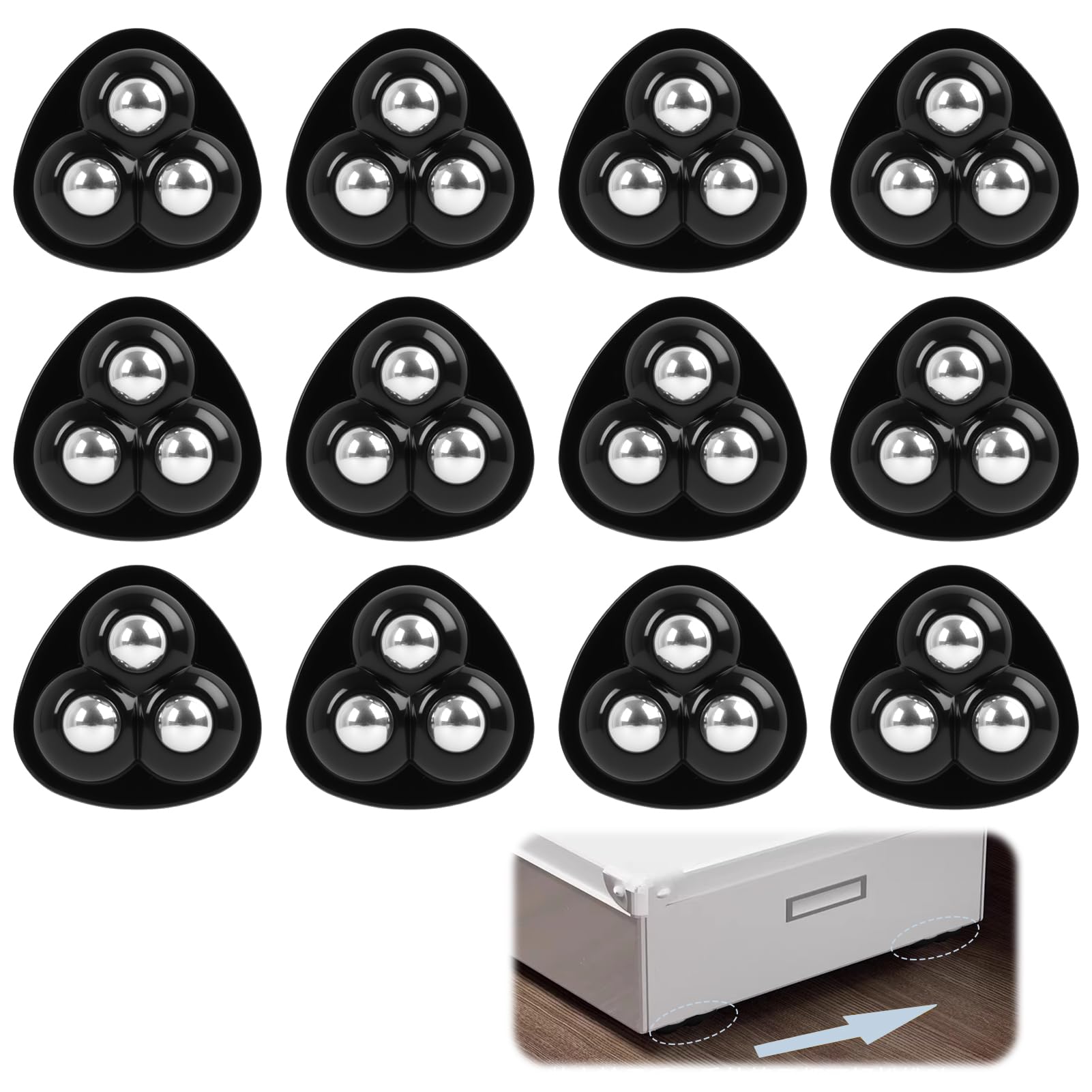 Photo 1 of 12 Pcs Self Adhesive Mini Caster Wheels, Swivel Appliance Rollers & Furniture Sliders for Countertop Kitchen Hardware, Small Appliance Movers with Universal Wheels Supporting Storage Box Coffee Maker