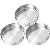 Leonyo 9½ Inch Round Cake Pans Set of 3, Stainless Steel Layer Cake Pans 9½Inch Round Tins Set for Baking, Metal Circle Tin for Birthday Wedding Party, Dishwasher Oven Safe