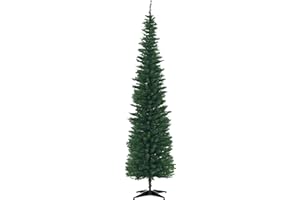 HOMCOM 7' Pencil Christmas Tree, Slim Artificial Xmas Tree with Realistic Branches, Sturdy Stand, Green