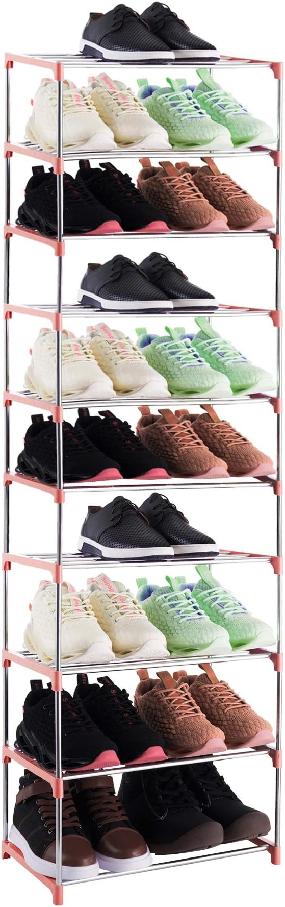 small entryway shoe rack on Amazon Com Xerhnan 10 Tier Stackable Small Shoe Rack Lightweight Shoe Shelf Storage Organizer For Entryway Hallway And Closet Pink Home Improvement