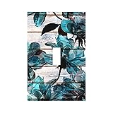 Turquoise Teal Blue Flower 1 Gang Light Switch