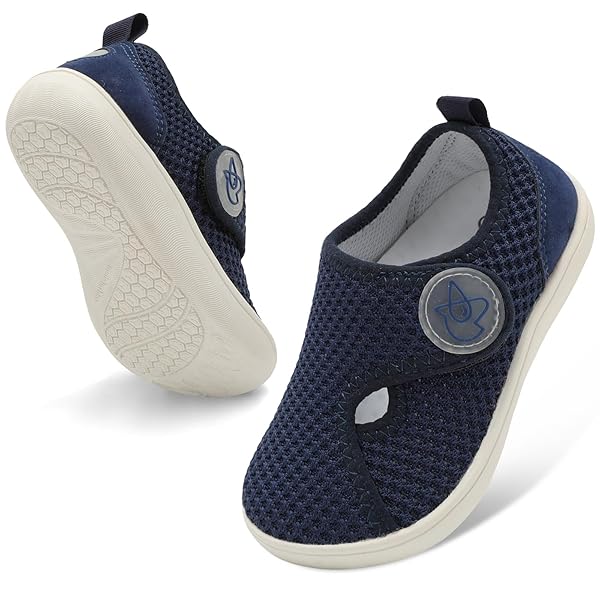 LEISFIT TODDLER SHOES BOYS GIRLS WIDE SHOES LITTLE KIDS BREATHABLE BAREFOOT SHOES MINIMALIST SNEAKERS LIGHTWEIGHT WALKING SHOES SLIP ON SHOES NAVY 9 TODDLER