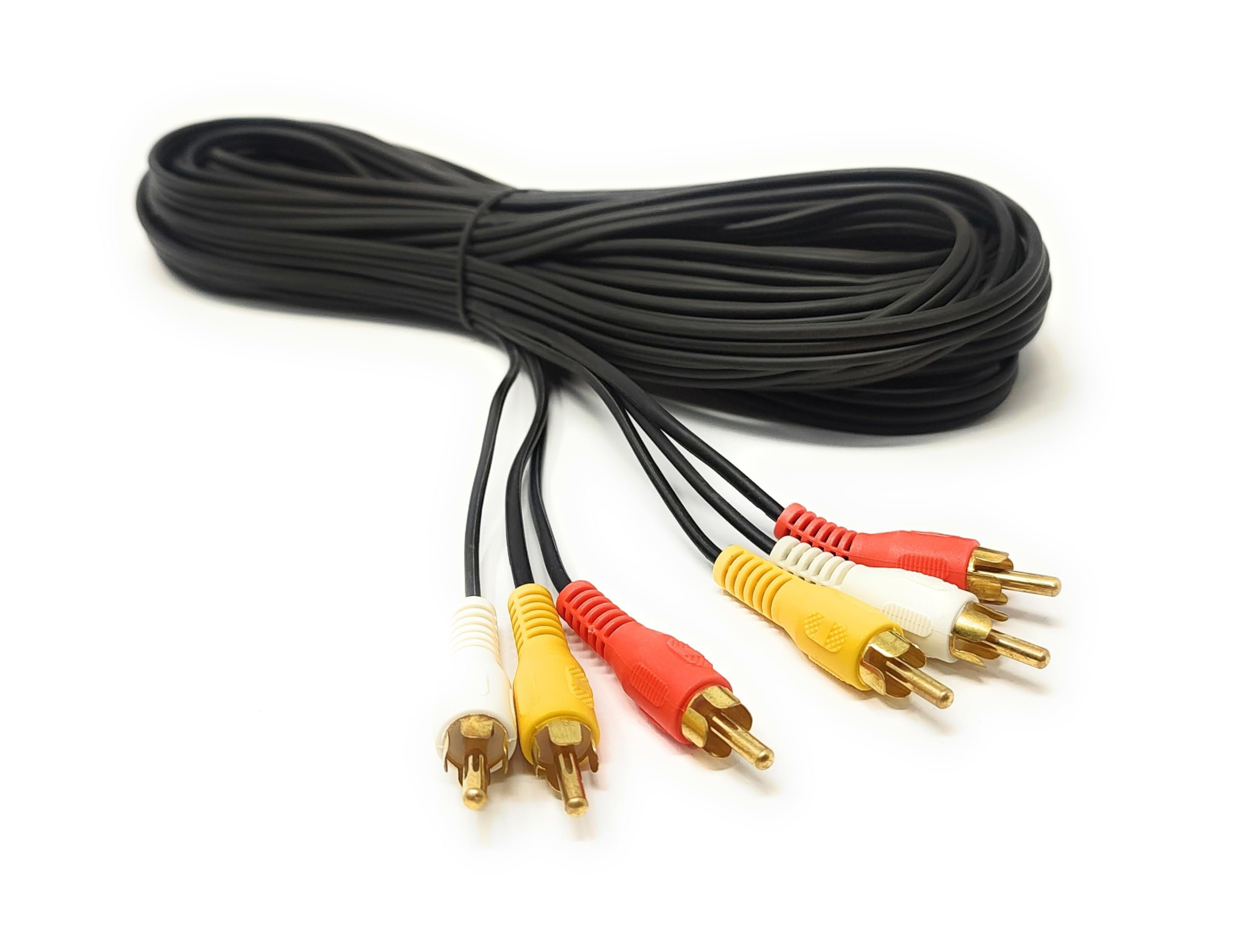 7.5m Triple 3 x RCA Male to 3 x RCA Male 24K Gold Plated Composite AV Audio Video Cable Compatible with Set-Top Box, Speaker, Amplifier, DVD Player (7.5m)