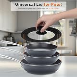 Zocipro Universal Lid for Pots Pans Skillets 16/18/20cm Glass Silicone Rim view 4