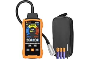 Neoteck Natural Gas Detector Gas Leak Detector with 12” Gooseneck Combustible Gas Detector with Audible & Visual Alarm Test M